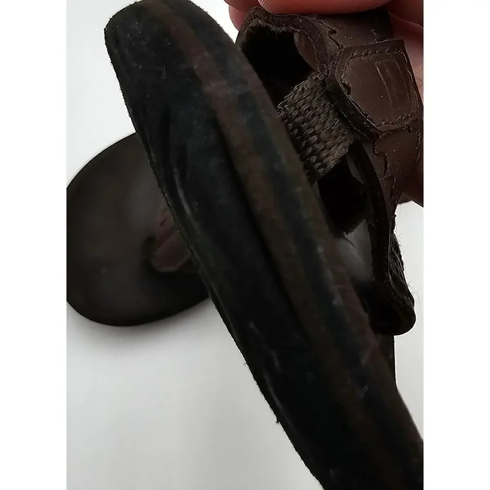 Sperry Top-Sider Boy's Size 11 Brown Leather Flip Flop Sandals with Elastic Back